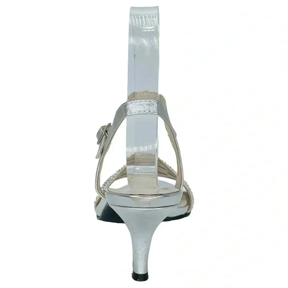 Caparros Womens Heels 7.5M Quirin Silver Faux Leather Rhinestone Slingback - Picture 5 of 12